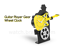 Guitar Player Gear Wheel Clock
