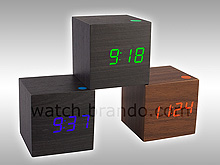 USB Wooden Cube Alarm Clock