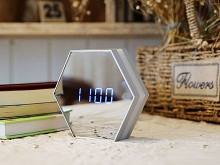 Multifunctional Hexagonal Mirror Alarm Clock