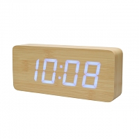 Wooden LED Alarm Clock (Bamboo)