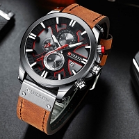 Curren Mens Sport Waterproof Leather Band Strap Wristwatch 8346