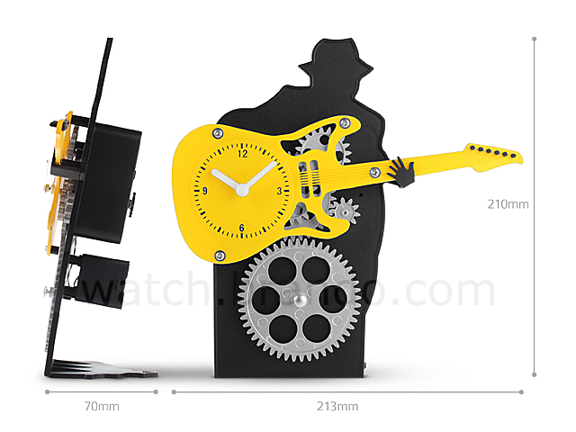 Guitar Player Gear Wheel Clock