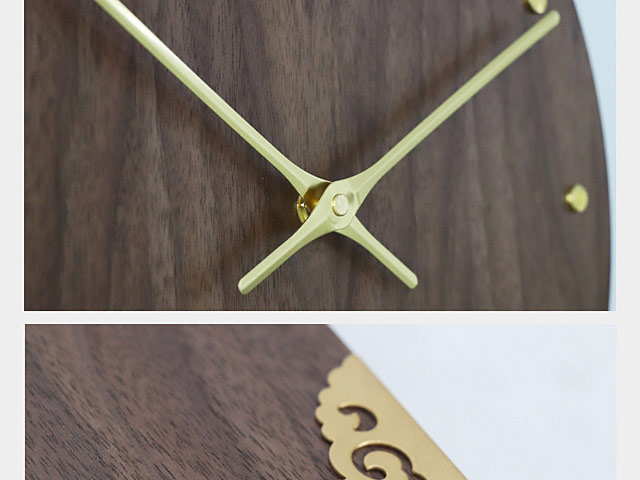 Retro MDF Walnut Brass Swing Clock