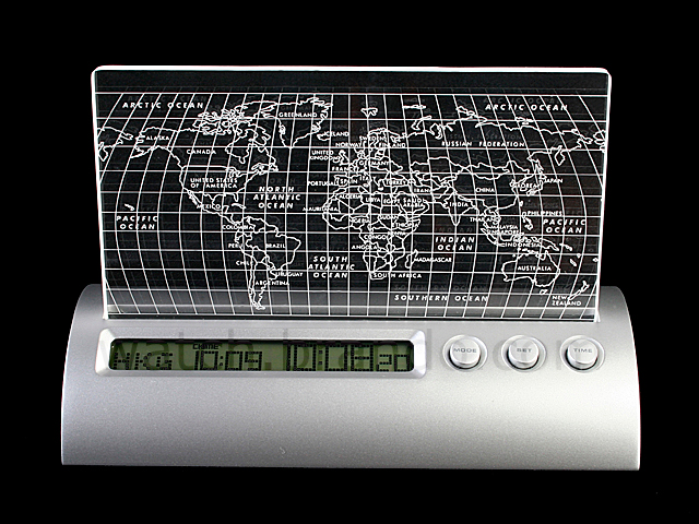 World Map LCD Clock