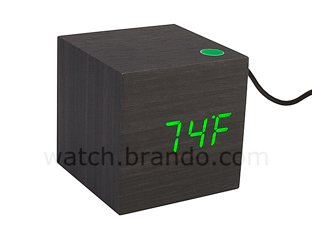 USB Wooden Cube Alarm Clock