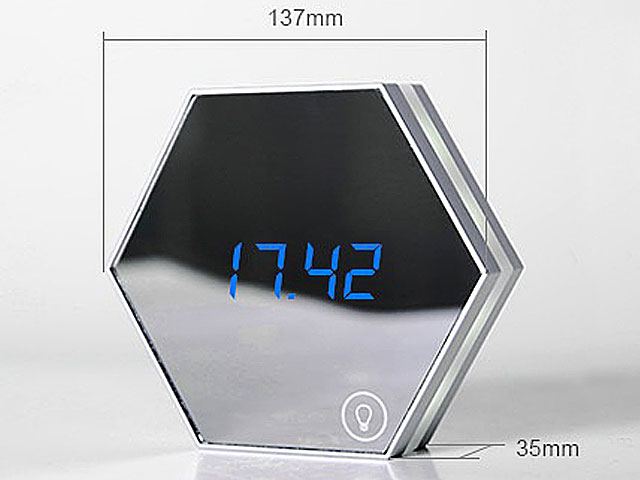 Multifunctional Hexagonal Mirror Alarm Clock