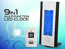 9-in-1 LED Radio Controlled Weather Station Clock
