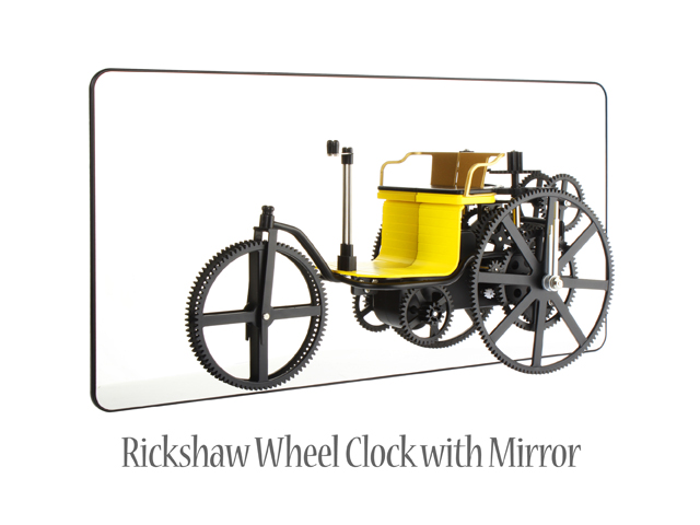 Rickshaw Wheel Clock with Mirror