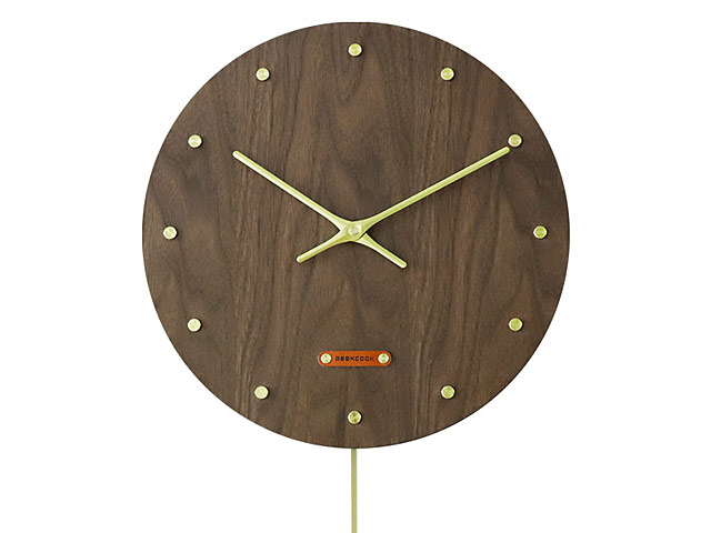 Retro MDF Walnut Brass Swing Clock