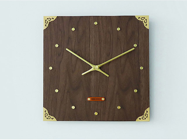 Retro MDF Walnut Brass Swing Clock