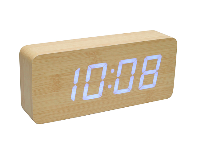 Wooden LED Alarm Clock (Bamboo)