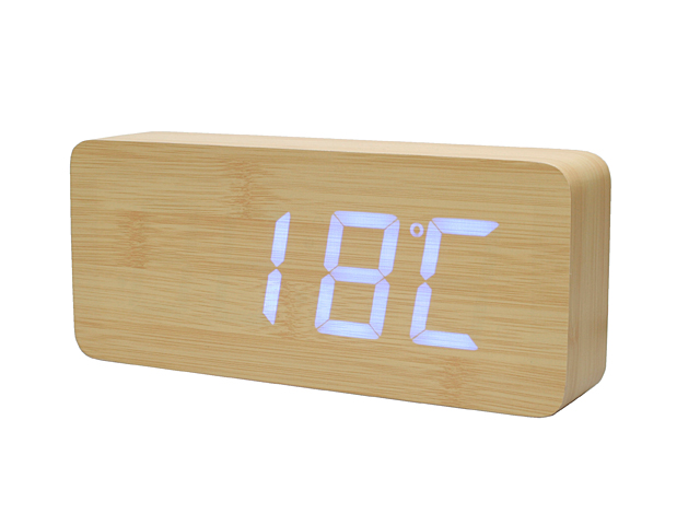 Curolletes - Reloj Despertador Led madera Flip Click Clock Bambú