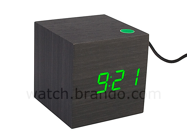 USB Wooden Cube Alarm Clock