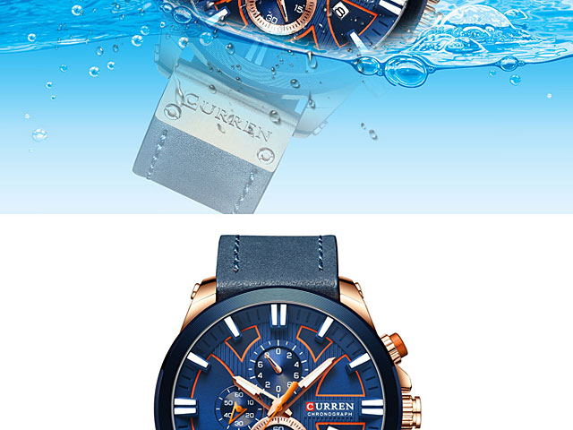 Curren Mens Sport Waterproof Leather Band Strap Wristwatch 8346