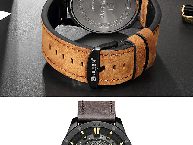 Curren Mens Sport Leather Band Strap Wristwatch 8301